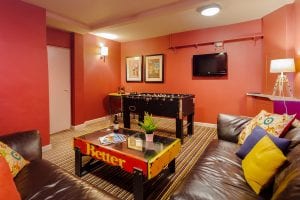 Games room in the basement.